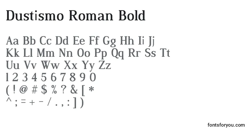 Schriftart Dustismo Roman Bold – Alphabet, Zahlen, spezielle Symbole
