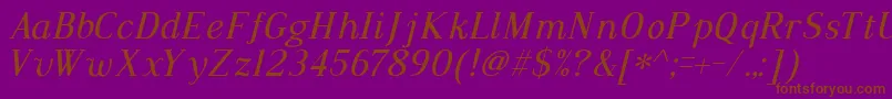 Fonte Dustismo Roman Italic – fontes marrons em um fundo roxo