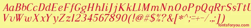 Dustismo Roman Italic Font – Red Fonts on Yellow Background
