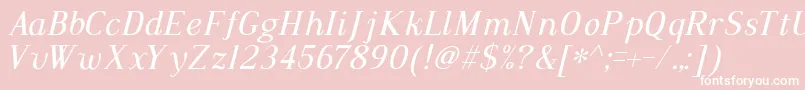 Weitere Informationen zur Dustismo Roman Italic-Schriftart Dustismo Roman Italic-Schriftart – Weiße Schriften auf rosa Hintergrund