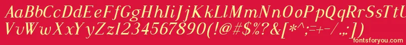 Dustismo Roman Italic Font – Yellow Fonts on Red Background