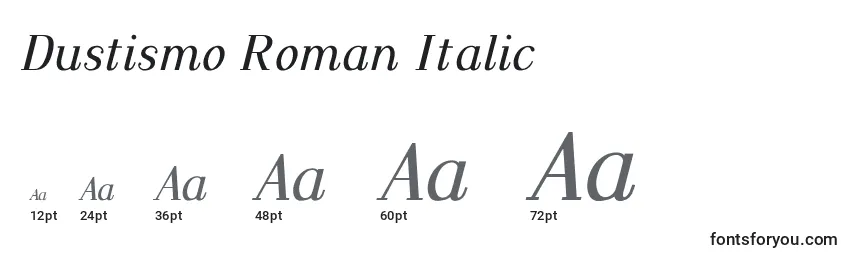 Tamaños de fuente Dustismo Roman Italic