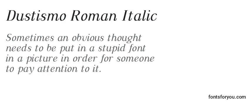 Überblick über die Schriftart Dustismo Roman Italic