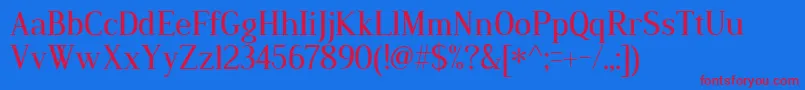 Dustismo Roman Font – Red Fonts on Blue Background