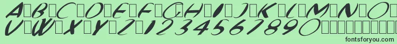 FatBoyVeryRoundItalic-fontti – mustat fontit vihreällä taustalla