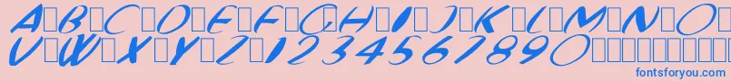 FatBoyVeryRoundItalic-fontti – siniset fontit vaaleanpunaisella taustalla