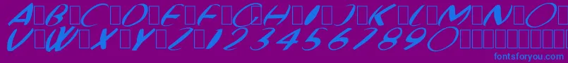 フォントFatBoyVeryRoundItalic – 紫色の背景に青い文字