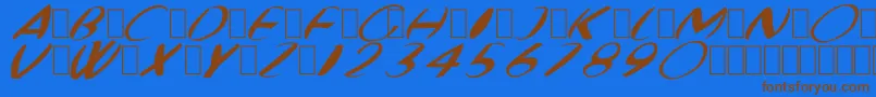 FatBoyVeryRoundItalic-Schriftart – Braune Schriften auf blauem Hintergrund