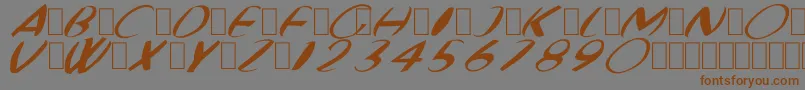 FatBoyVeryRoundItalic-fontti – ruskeat fontit harmaalla taustalla