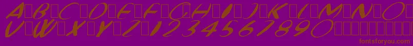 FatBoyVeryRoundItalic-fontti – ruskeat fontit violetilla taustalla