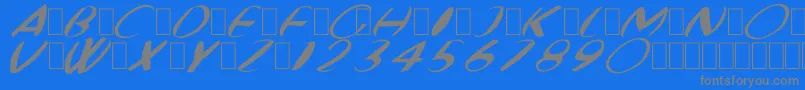 FatBoyVeryRoundItalic-fontti – harmaat kirjasimet sinisellä taustalla