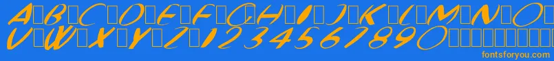 FatBoyVeryRoundItalic Font – Orange Fonts on Blue Background