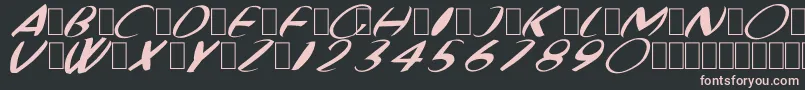 FatBoyVeryRoundItalic-fontti – vaaleanpunaiset fontit mustalla taustalla