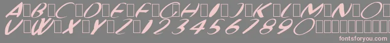 FatBoyVeryRoundItalic-fontti – vaaleanpunaiset fontit harmaalla taustalla