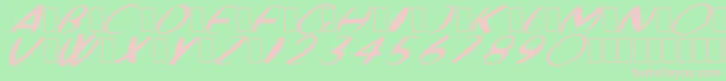 FatBoyVeryRoundItalic-fontti – vaaleanpunaiset fontit vihreällä taustalla