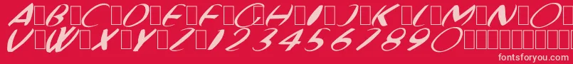 FatBoyVeryRoundItalic-Schriftart – Rosa Schriften auf rotem Hintergrund