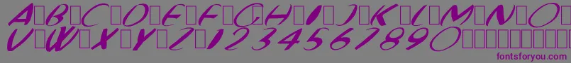 フォントFatBoyVeryRoundItalic – 紫色のフォント、灰色の背景