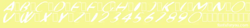 FatBoyVeryRoundItalic Font – White Fonts on Yellow Background