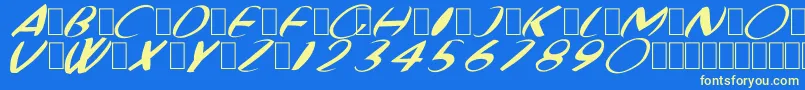 FatBoyVeryRoundItalic Font – Yellow Fonts on Blue Background