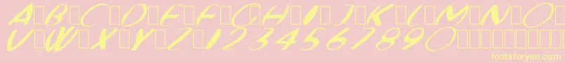 FatBoyVeryRoundItalic-Schriftart – Gelbe Schriften auf rosa Hintergrund