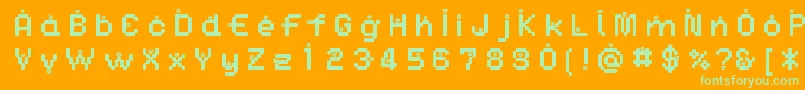 DustmonstersMedium-Schriftart – Grüne Schriften auf orangefarbenem Hintergrund