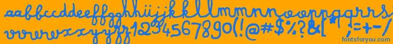 dusty matchbox-Schriftart – Blaue Schriften auf orangefarbenem Hintergrund