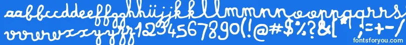 dusty matchbox-Schriftart – Weiße Schriften auf blauem Hintergrund