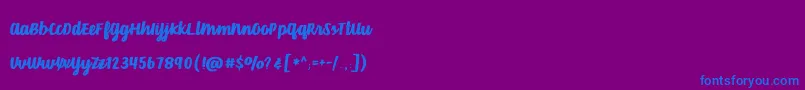 フォントDusty Velvet – 紫色の背景に青い文字