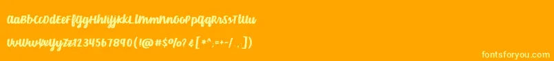 Dusty Velvet-Schriftart – Gelbe Schriften auf orangefarbenem Hintergrund