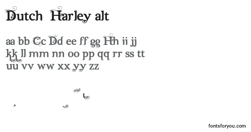 A fonte Dutch  Harley alt – alfabeto, números, caracteres especiais