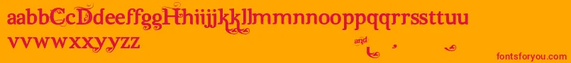 Dutch  Harley alt-Schriftart – Rote Schriften auf orangefarbenem Hintergrund