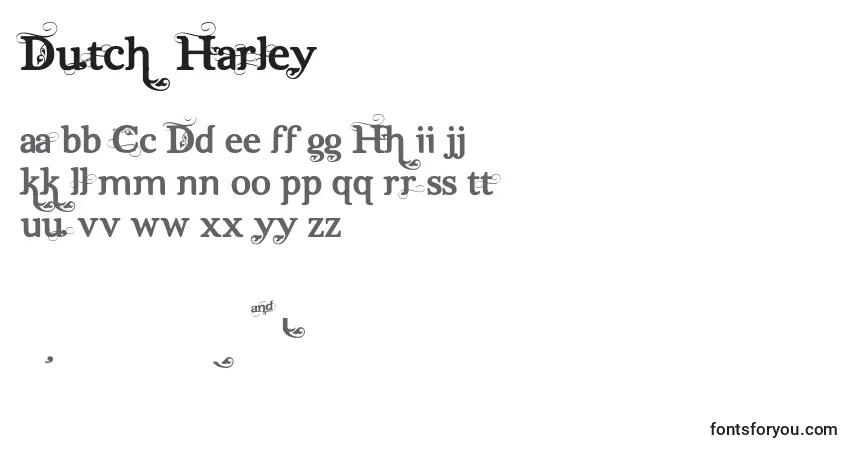 A fonte Dutch  Harley – alfabeto, números, caracteres especiais
