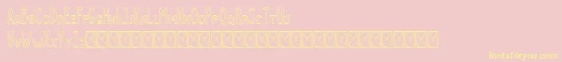 フォントDutchy Outline – 黄色のフォント、ピンクの背景