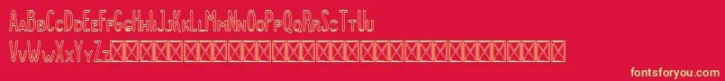 Dutchy Outline-Schriftart – Gelbe Schriften auf rotem Hintergrund