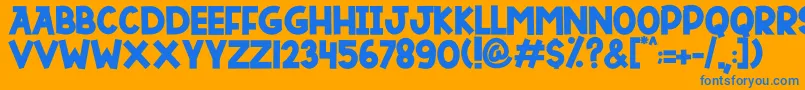 DUTSKY TIME-Schriftart – Blaue Schriften auf orangefarbenem Hintergrund