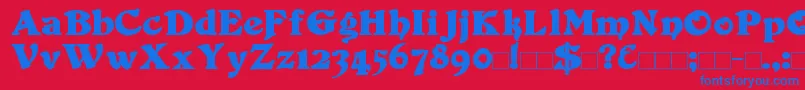 Duvall Bold-Schriftart – Blaue Schriften auf rotem Hintergrund