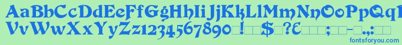 フォントDuvall – 青い文字は緑の背景です。