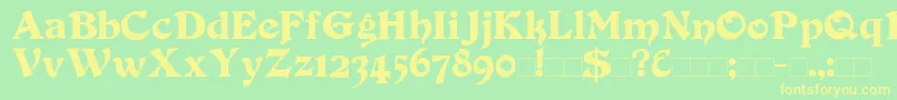 フォントDuvall – 黄色の文字が緑の背景にあります