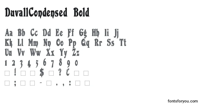 Czcionka DuvallCondensed Bold – alfabet, cyfry, specjalne znaki