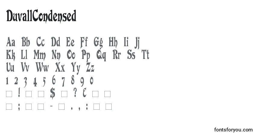 Schriftart DuvallCondensed (125666) – Alphabet, Zahlen, spezielle Symbole