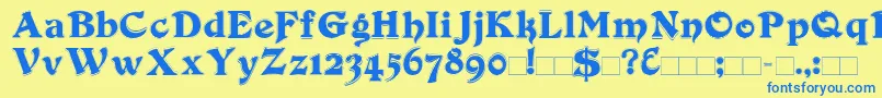 DuvallOutline Font – Blue Fonts on Yellow Background