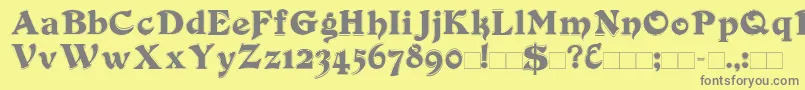DuvallOutline-Schriftart – Graue Schriften auf gelbem Hintergrund