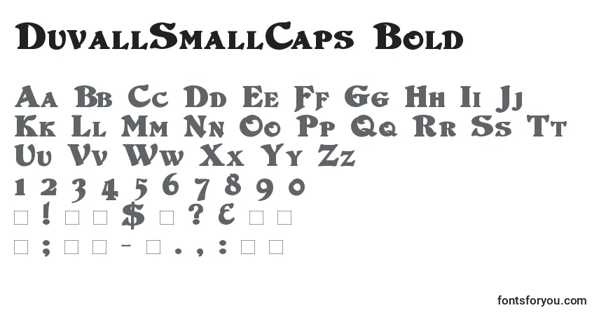 Czcionka DuvallSmallCaps Bold – alfabet, cyfry, specjalne znaki