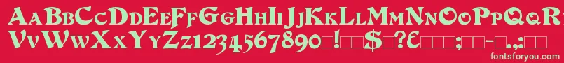 フォントDuvallSmallCaps – 赤い背景に緑の文字
