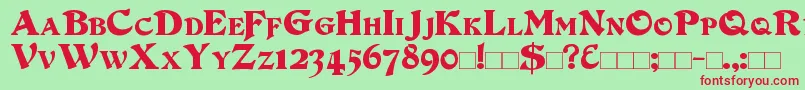 DuvallSmallCaps-Schriftart – Rote Schriften auf grünem Hintergrund