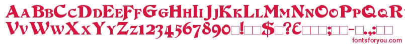 DuvallSmallCaps-fontti – punaiset fontit valkoisella taustalla
