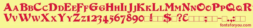DuvallSmallCaps-Schriftart – Rote Schriften auf gelbem Hintergrund