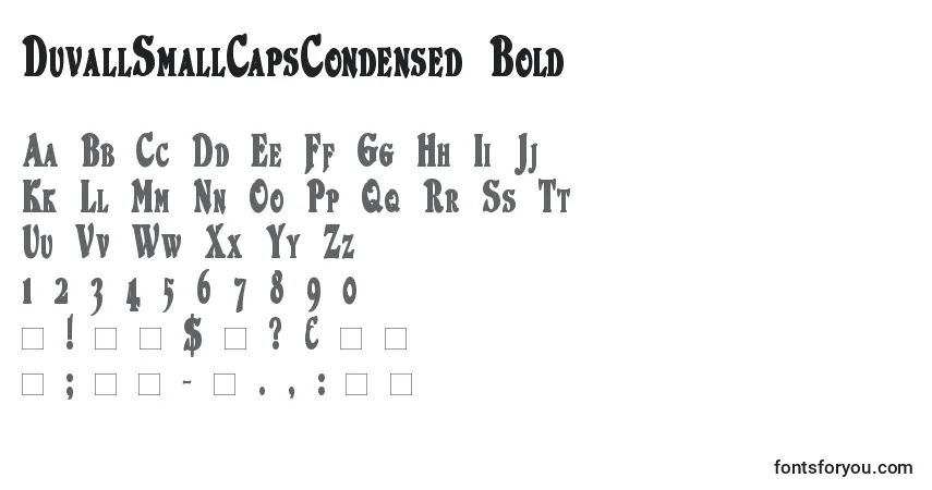 A fonte DuvallSmallCapsCondensed Bold – alfabeto, números, caracteres especiais