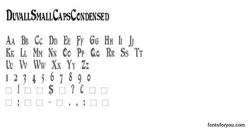Schriftart DuvallSmallCapsCondensed (125671) – Alphabet, Zahlen, spezielle Symbole