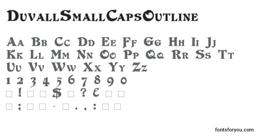 A fonte DuvallSmallCapsOutline (125672) – alfabeto, números, caracteres especiais